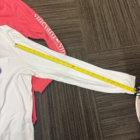 Vineyard Vines Mens Long Sleeve Tees - Coral and White Bundle of 2 Lacrosse - Picture 5 of 7